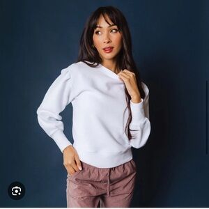 Albion Fit Atlas ribbed sweater, white, medium.